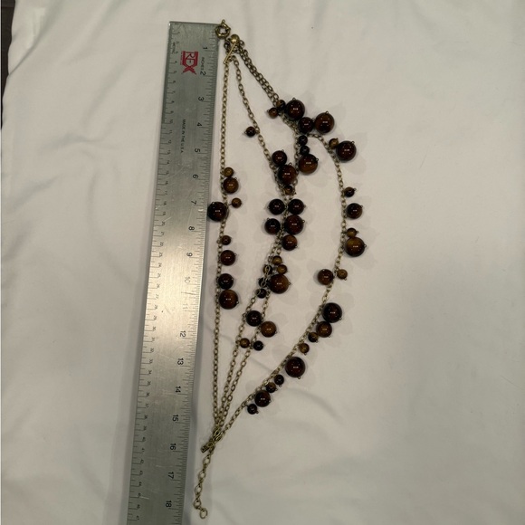 J. Crew Gold and Brown Multi-Strand beaded Necklace MSRP $149 - Picture 5 of 7